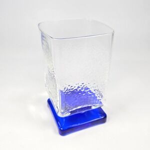 Bormioli Rocco Cobalt Blue Square Pedestal Base Liqueur Glass Italy